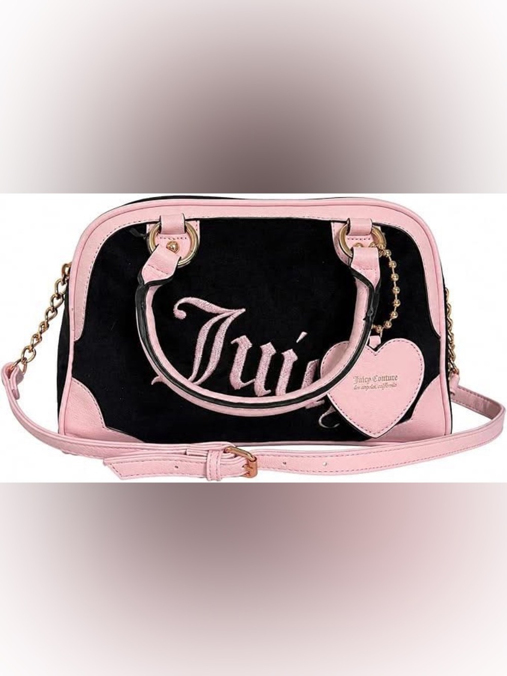 Juicy Couture  Liquorice/Pink Urban Heritage Bowler Satchel with Crossbody Strap